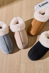 Faux Fur Round Toe Platform Slippers OutfitFlow